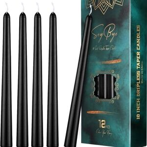 10 Inch Taper Candles, 12 Pack Tall Unscented Dripless Candles with Cotton Wicks